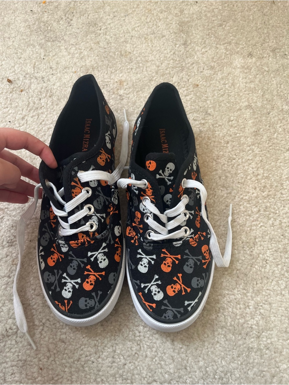 Isaac Mizrahi Ladies' Black Skull-Print Canvas Sneakers